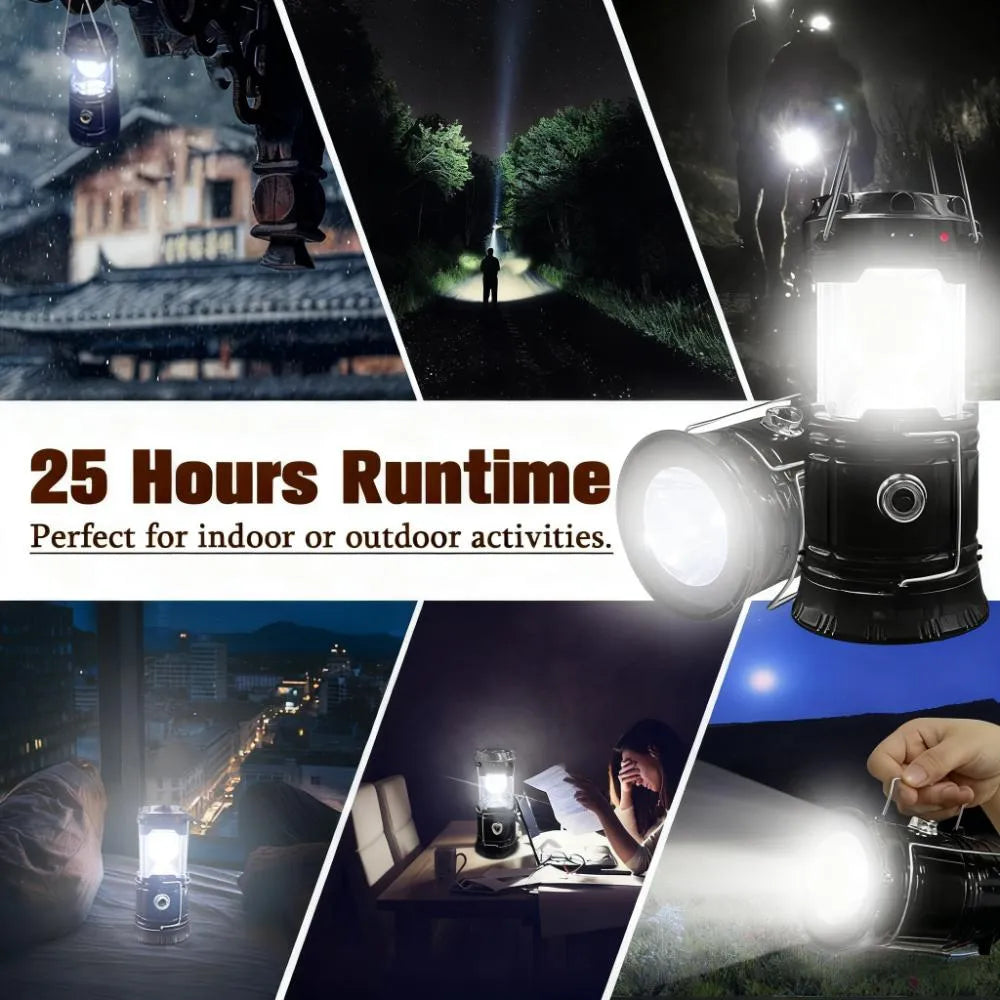 4-Pack Solar Camping Lantern, USB/Hand Crank Powered