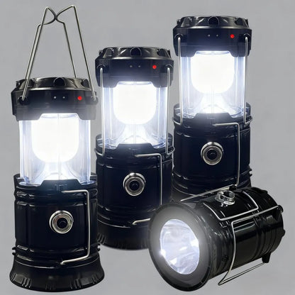 4-Pack Solar Camping Lantern, USB/Hand Crank Powered