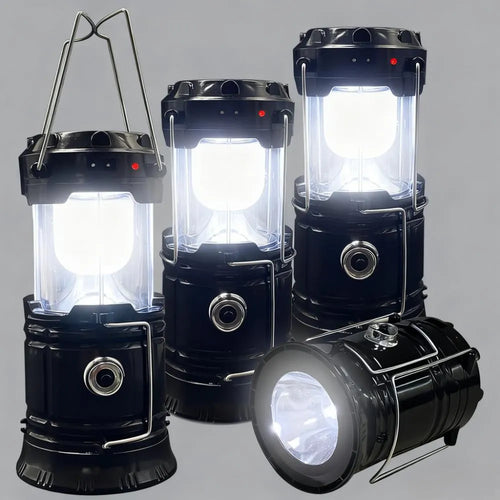 4-Pack Solar Camping Lantern, USB/Hand Crank Powered