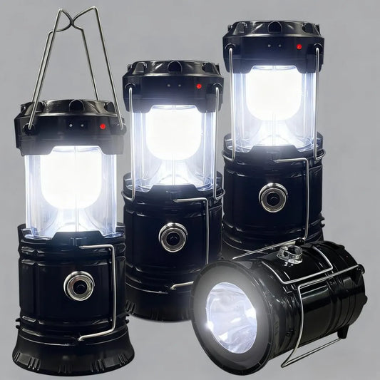 4-Pack Solar Camping Lantern, USB/Hand Crank Powered