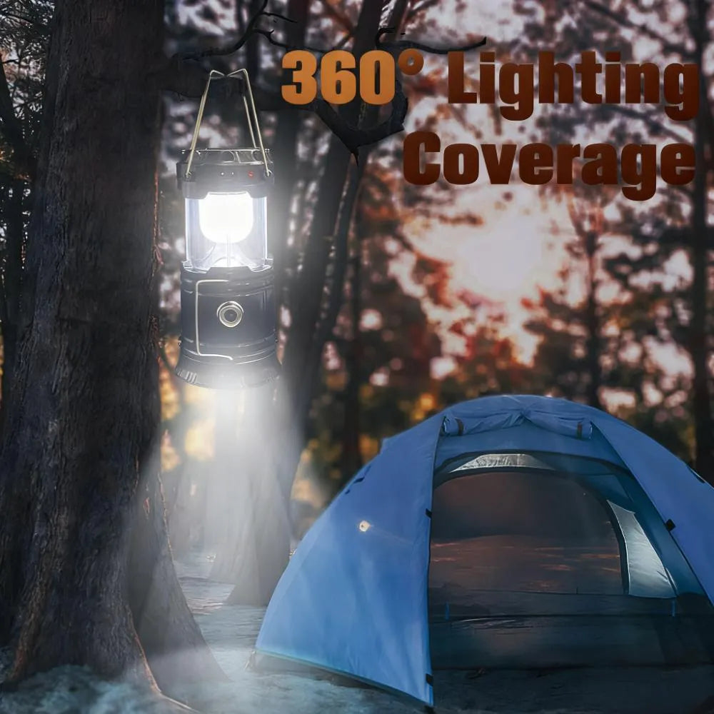 4-Pack Solar Camping Lantern, USB/Hand Crank Powered