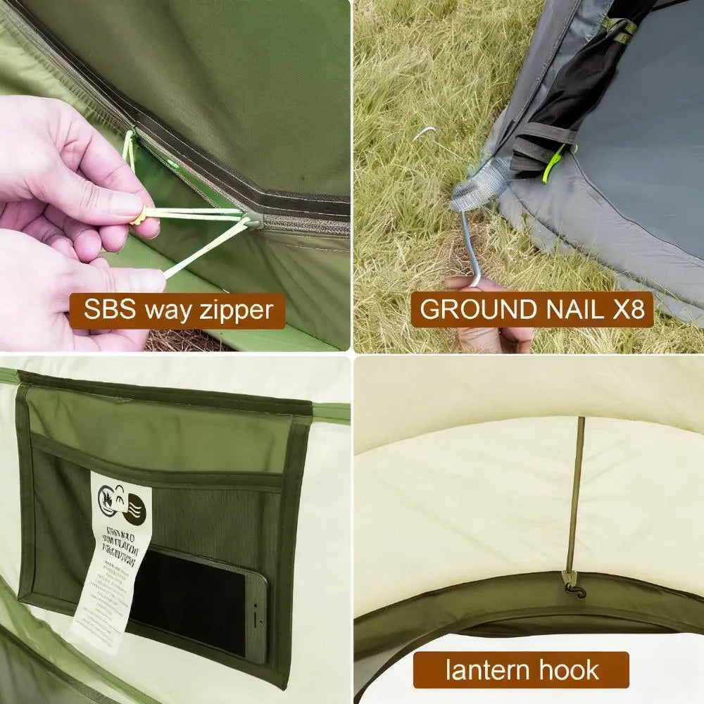 Family Instant Cabin Tent, Spacious 4-Person Pop-Up with 2 Doors