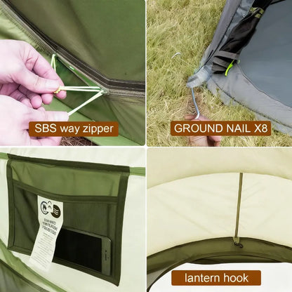 Family Instant Cabin Tent, Spacious 4-Person Pop-Up with 2 Doors