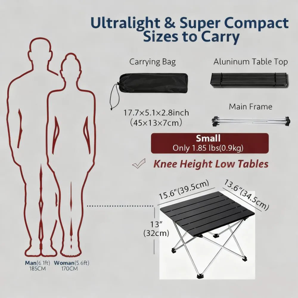Ultra-Light Folding Table, Sets Up in Seconds for Beach, Camping & Travel