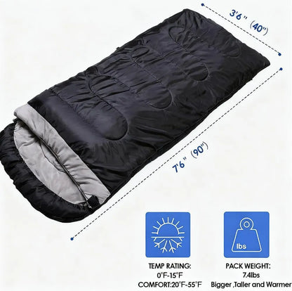 Below Zero Rated XXL Sleeping Bag, Flannel Lined for Adults