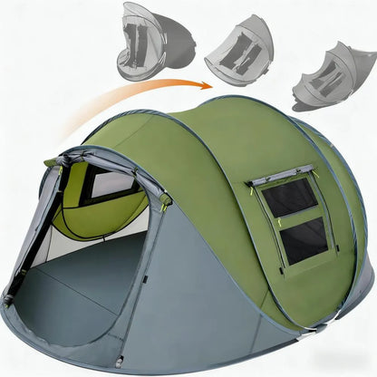 Family Instant Cabin Tent, Spacious 4-Person Pop-Up with 2 Doors